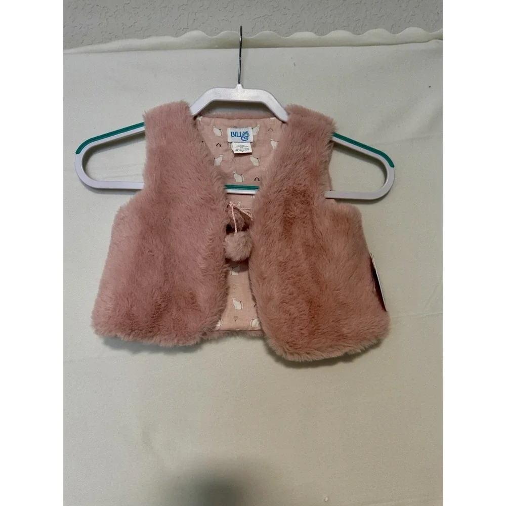 Luli & Me Vest Sz 18 Months Fuzzy Pink‎ Pom Pom Kitten inside NWT